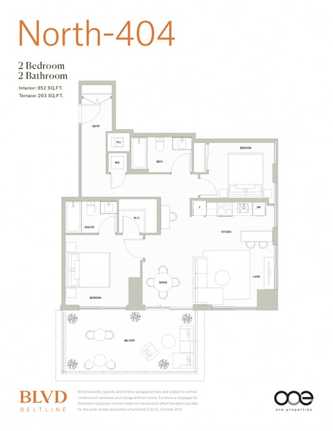 North - 404 Floor Plan at BLVD Beltline, Alberta